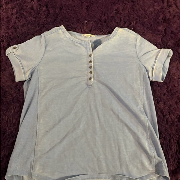 Light Blue Henley Shirt - Picture 1 of 3